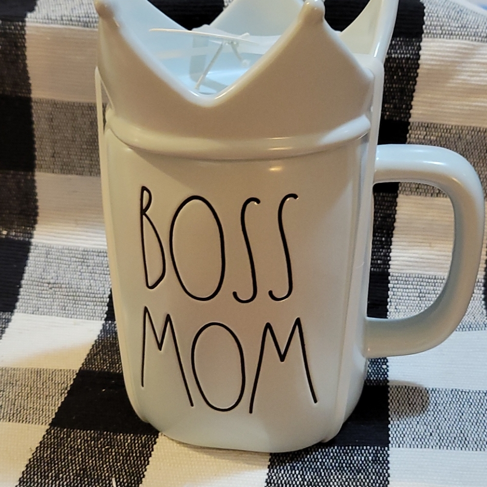 Rae Dunn mug and lid light blue